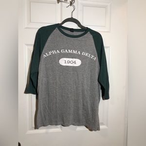 Alpha Gamma Delta baseball shirt quarter length sleeve Size L
